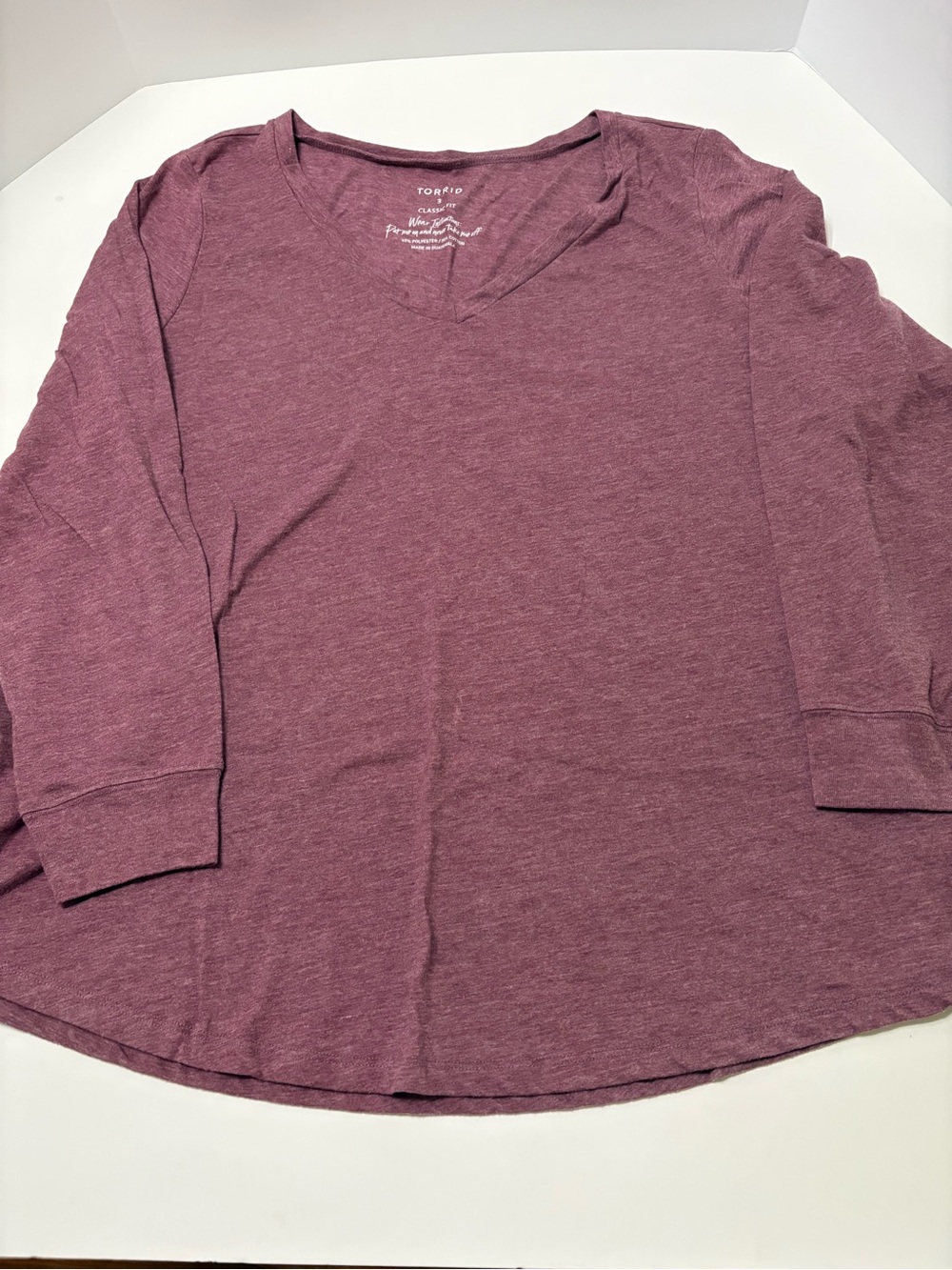 torrid size 3 Heather Mauve V-Neck Long Sleeve Top